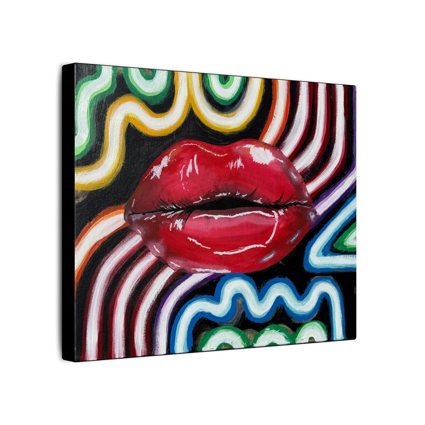 “Kiss Under the Neon” Stretched Canvas Print