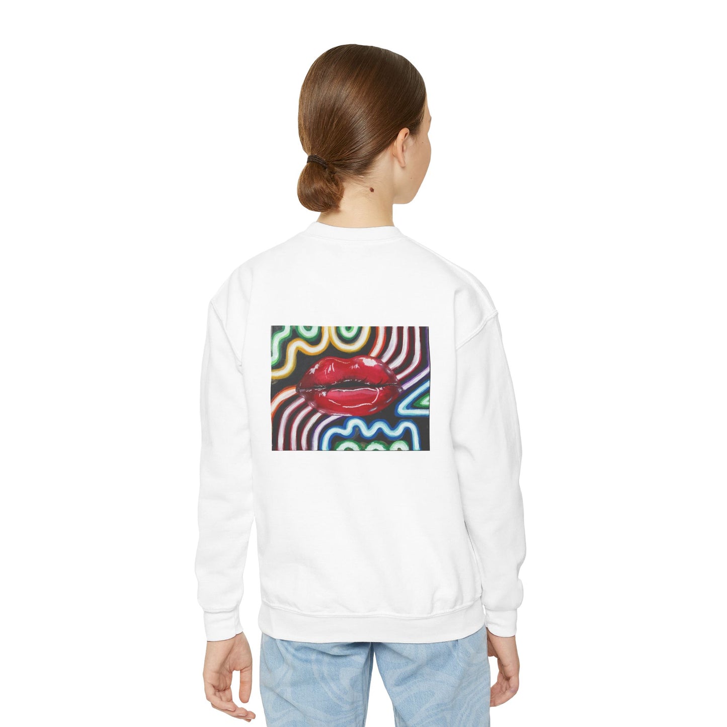 “Kiss Under the Neon” Kids Crewneck Sweater