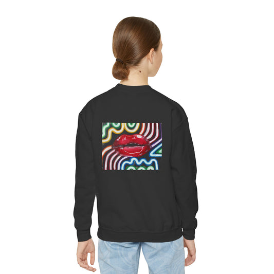 “Kiss Under the Neon” Kids Crewneck Sweater