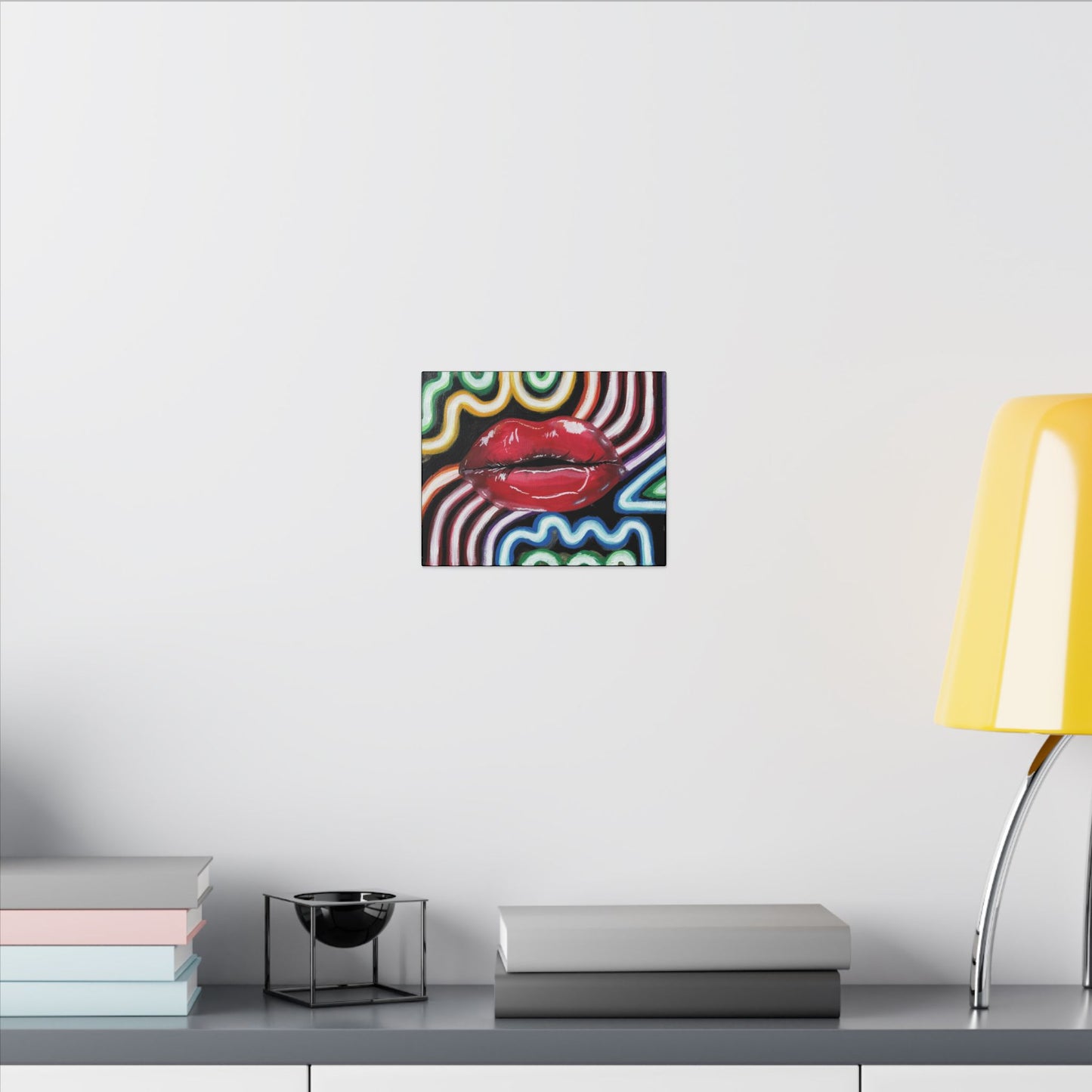 “Kiss Under the Neon” Stretched Canvas Print