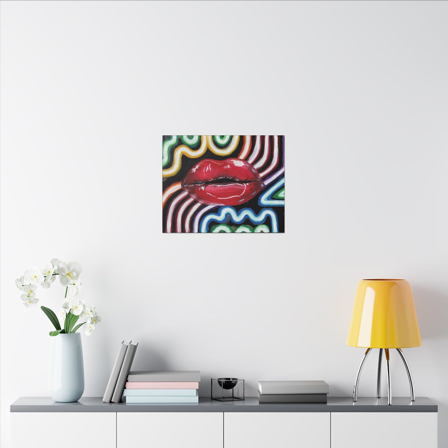 “Kiss Under the Neon” Stretched Canvas Print
