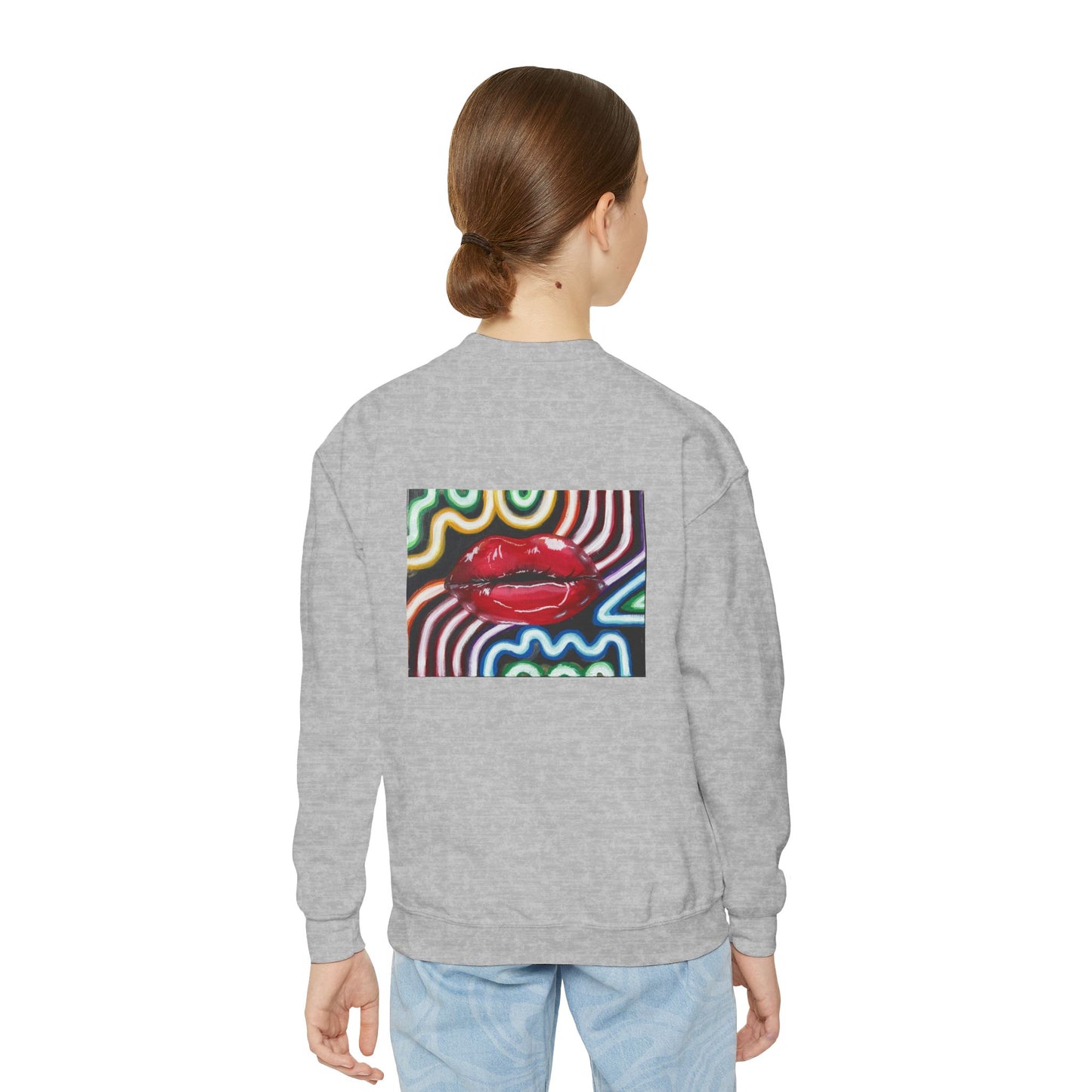 “Kiss Under the Neon” Kids Crewneck Sweater
