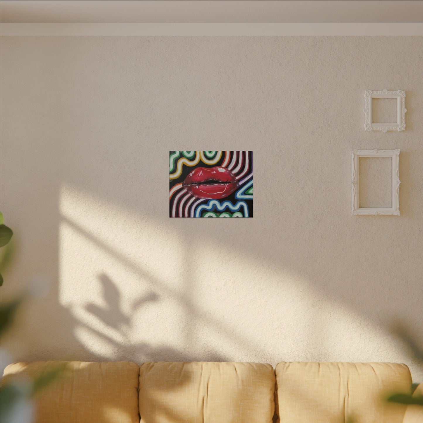 “Kiss Under the Neon” Stretched Canvas Print