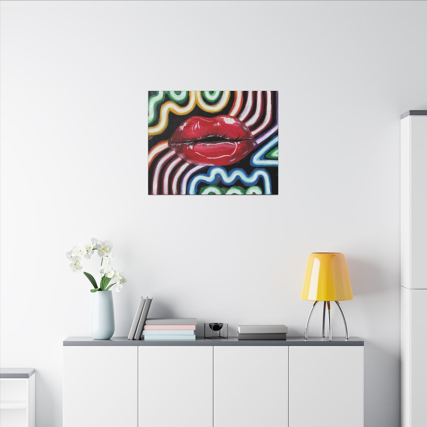 “Kiss Under the Neon” Stretched Canvas Print