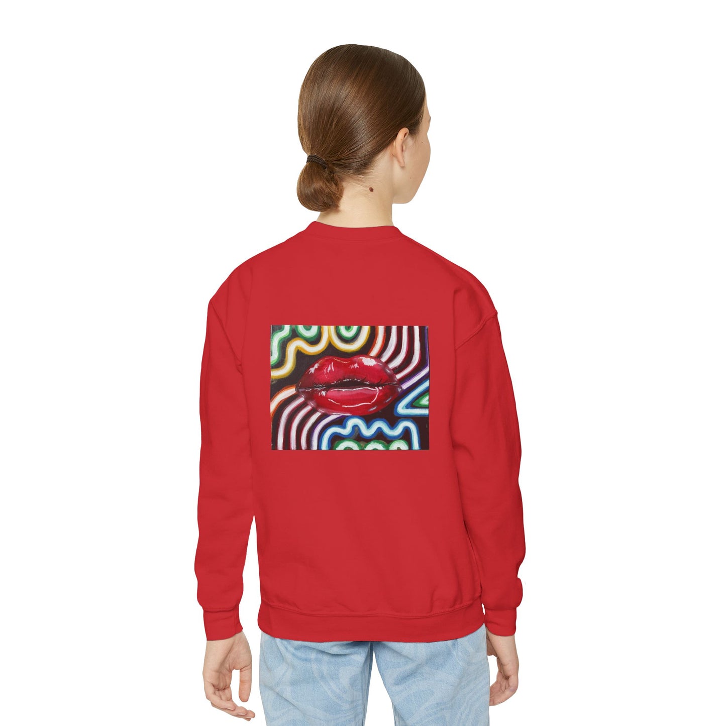 “Kiss Under the Neon” Kids Crewneck Sweater